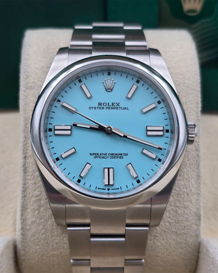 2021 Rolex Oyster Perpetual 41MM Tiffany Blue Dial Oyster Bracelet (124300)