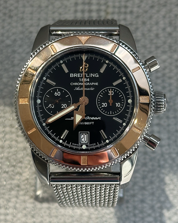 2012 Breitling Superocean Heritage Chronograph 44MM Black Dial Steel Bracelet (U23370)
