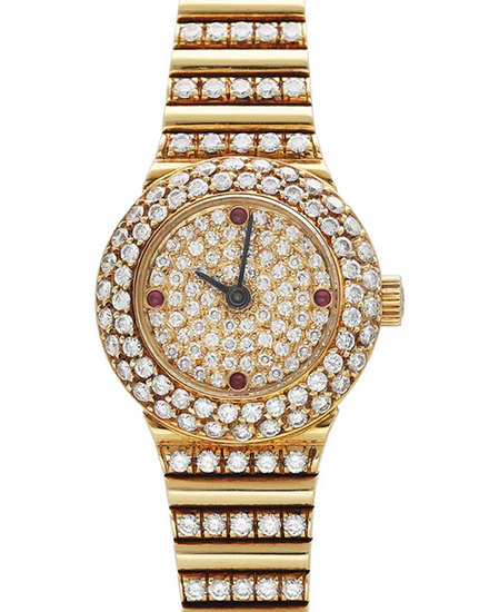 Patek Philippe Vintage 20MM Ruby/Diamond Pavé Dial Yellow Gold Bracelet (4613/1)