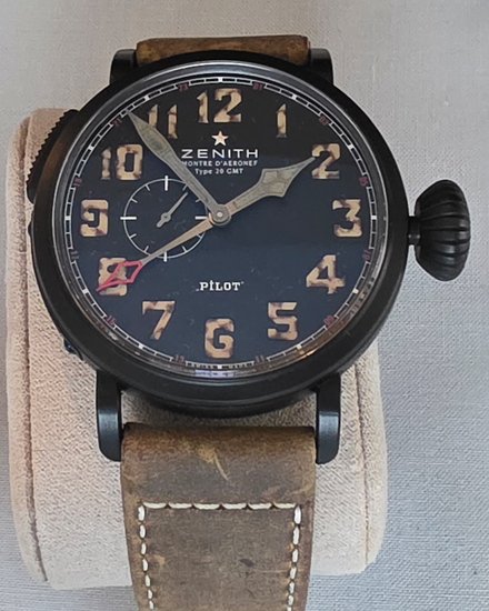 2016 Zenith Pilot Montre D'Aeronef Type 20 GMT "1903" L.E. 48MM Black Dial Leather Strap (96.2431.693/21.C738)