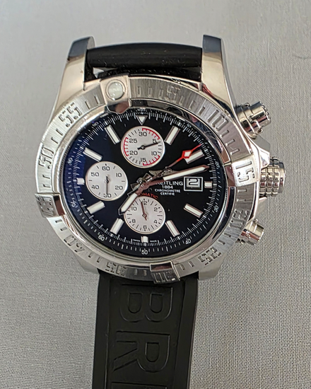 2020 Breitling Super Avenger II 48MM Black "Volcano" Dial Rubber Strap (A13371)