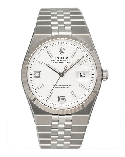 2025 Rolex Land-Dweller 36MM White "Honeycomb" Dial Flat Jubilee Bracelet (127234)
