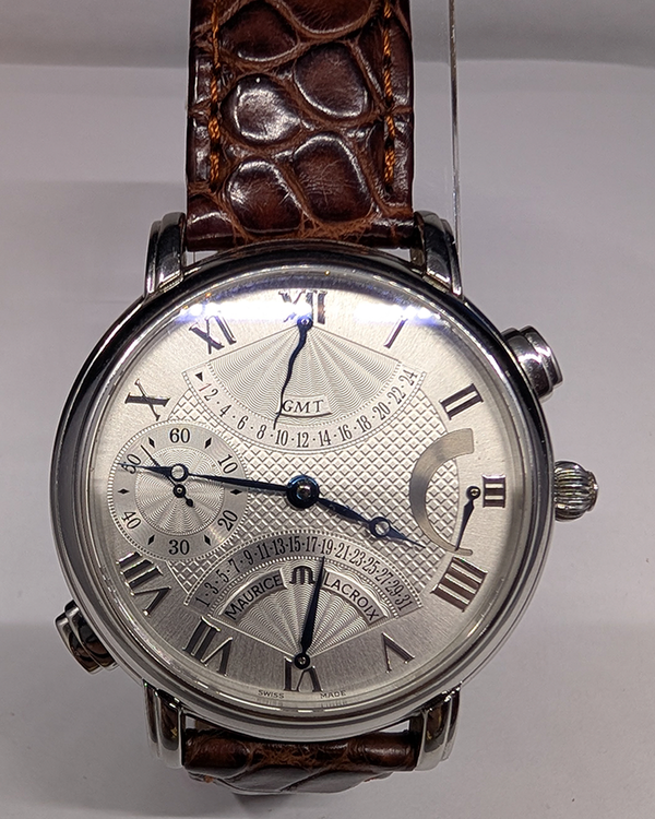 Maurice Lacroix Masterpiece Double Retrograde 43MM Silver Dial Leather Strap (MP7018)