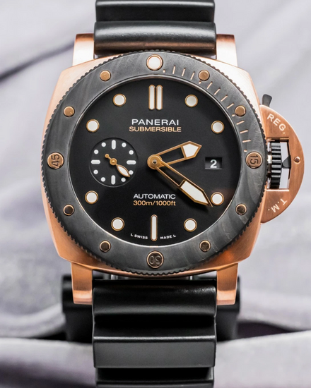2022 Panerai Submersible Goldtech 44MM Black Dial Rubber Strap (PAM01070)