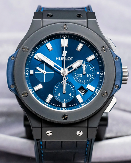 2019 Hublot Big Bang Chronograph 44MM Blue Dial Leather Strap (301.CI.7170.LR)