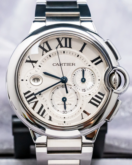 Cartier Ballon Bleu XL 44MM Silver Dial Steel Bracelet (W6920002)