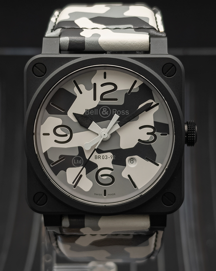 No Reserve - 2025 Bell & Ross BR 03-92 Diver L.E. 42MM White Camo Dial Leather Strap (BR0392-CG-CE/SCA)