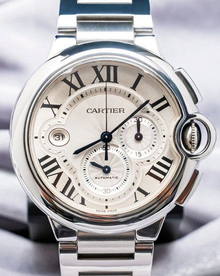 2013 Cartier Ballon Bleu XL 44MM Silver Dial Steel Bracelet (W6920002)