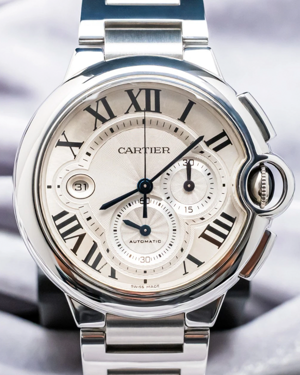 2013 Cartier Ballon Bleu XL 44MM Silver Dial Steel Bracelet (W6920002)