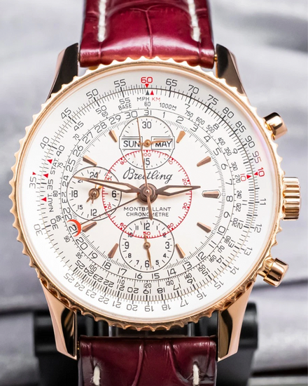 Breitling Navitimer Montbrillant "Datora" L.E. 43MM Silver Dial Leather Strap (R21330)