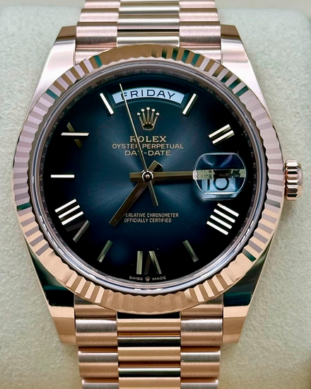 2026 Rolex Day-Date 40MM Slate "Ombré" Dial Rose Gold President Bracelet (228235)
