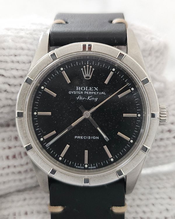 Rolex Air-King 34MM Black Dial Aftermarket Leather Strap (14010)