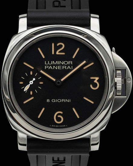 2022 Panerai Luminor Base 8 Giorni 44MM Black Dial Rubber Strap (PAM00915)