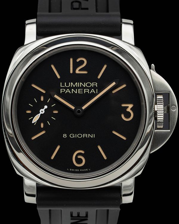 2022 Panerai Luminor Base 8 Giorni 44MM Black Dial Rubber Strap (PAM00915)