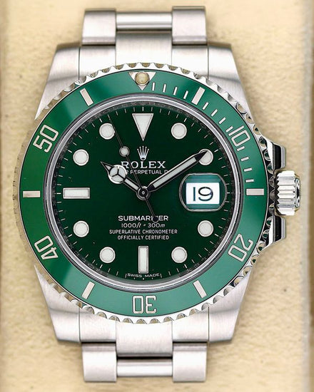 No Reserve - 2015 Rolex Submariner Date "Hulk" 40MM Green Dial Oyster Bracelet (116610LV)