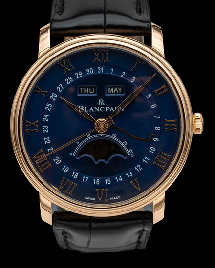 2024 Blancpain Villeret Quantième Complet 40MM Blue Dial Leather Strap (6654-3640-55B)