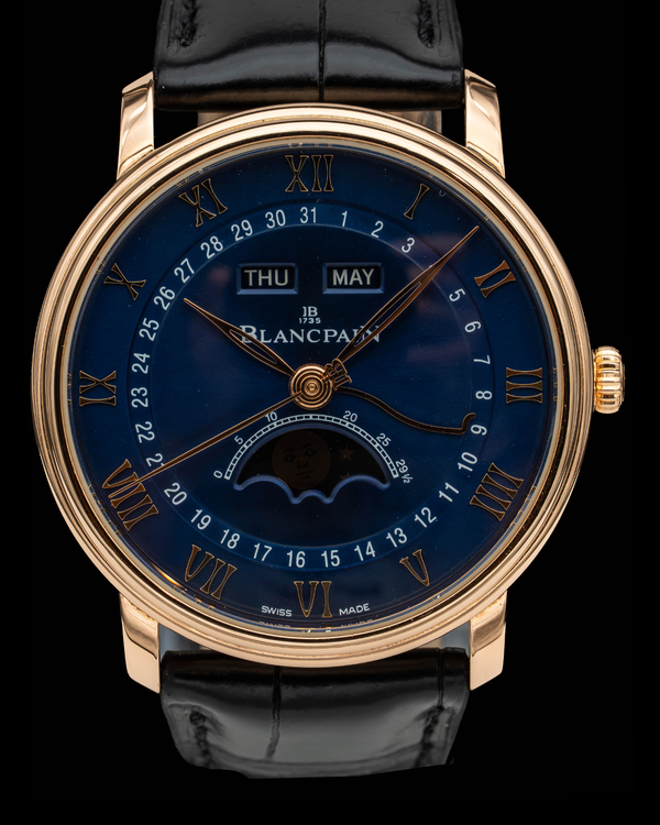 2024 Blancpain Villeret Quantième Complet 40MM Blue Dial Leather Strap (6654-3640-55B)