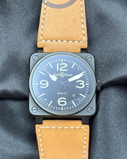 No Reserve - 2012 Bell & Ross BR 03 46MM Black Dial Leather Strap (BR03-92-S)