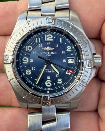 2003 Breitling Colt 38MM Quartz Blue Dial Steel Bracelet (A74350)