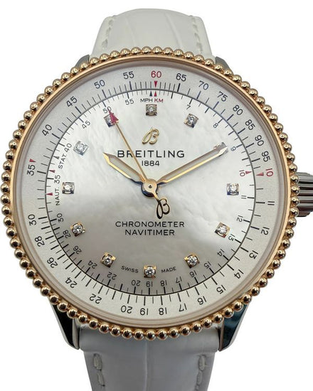 Breitling Navitimer 35MM White Dial Leather Strap (U173)