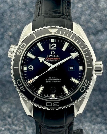 2021 Omega Seamaster Planet Ocean 600M 37.5MM Black Dial Leather Strap (232.33.38.20.01.001)