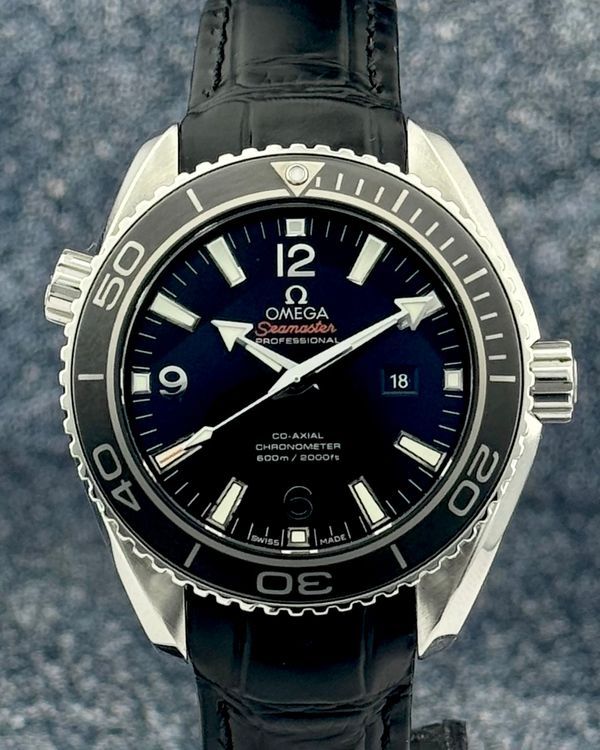 2021 Omega Seamaster Planet Ocean 600M 37.5MM Black Dial Leather Strap (232.33.38.20.01.001)