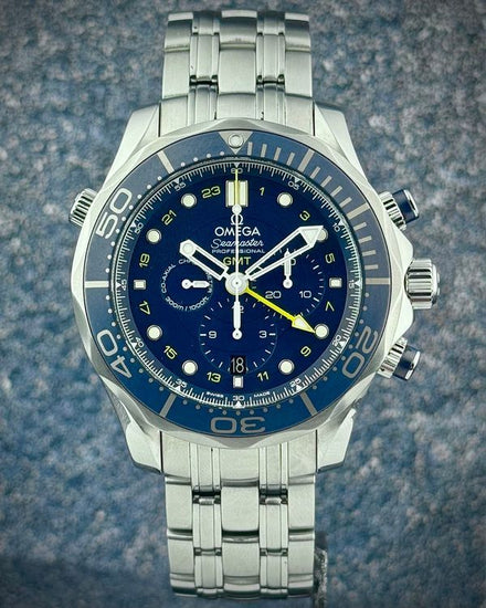 2015 Omega Seamaster Diver 300M Automatic Chronograph 44MM Blue Dial Steel Bracelet (212.30.44.52.03.001)