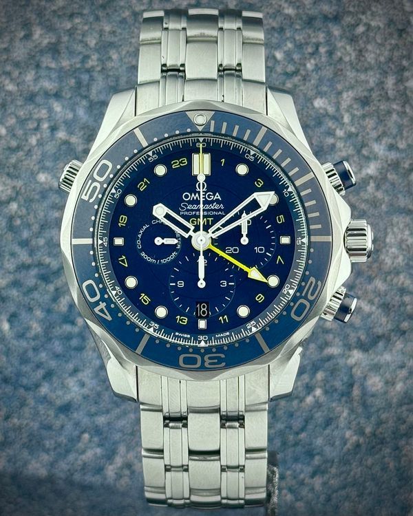 2015 Omega Seamaster 300 Automatic Chronograph 44MM Blue Dial Steel Bracelet (21230445203001)