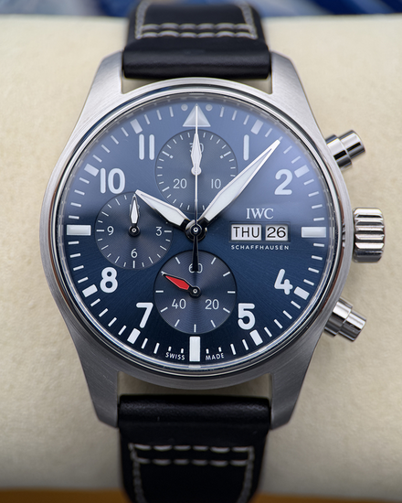 2021 IWC Schaffhausen Pilot Chronograph 41MM Blue Dial Leather Strap (IW388101)