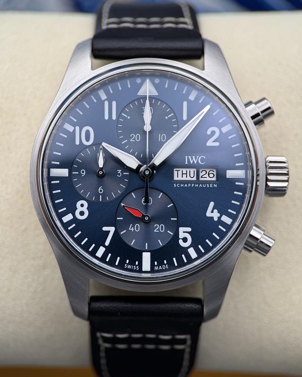 2021 IWC Schaffhausen Pilot Chronograph 41MM Blue Dial Leather Strap (IW388101)