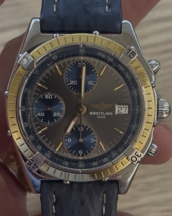 No Reserve - 1997 Breitling Chronomat 39MM Black Dial Leather Strap(81950)