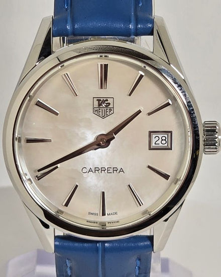 Tag Heuer Carrera 32MM Quartz Mother of Pearl Dial Aftermarket Leather Strap (WAR1311)