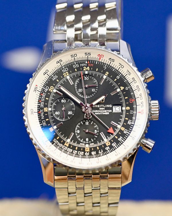 2018 Breitling Navitimer World 46MM Black Dial Steel Bracelet (A24322)