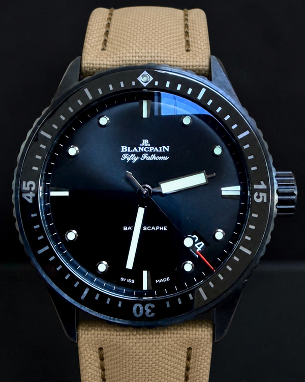 2021 Blancpain Fifty Fathoms Bathyscaphe 43.6MM Black Dial Textile Strap (5000-0130-B52A)