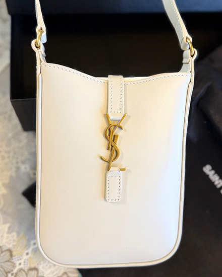 2026 Saint Laurent Monogram Le 5 à 7 Mini Vertical Pouch 5.31 x 6.7 x 1.37IN Leather Gold-Tone Hardware Leather Strap (Le 5 à 7 Mini)