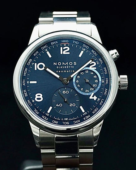 2026 NOMOS Glashutte Club Sport Neomatik Worldtimer 40MM Blue Dial Steel Bracelet (790)