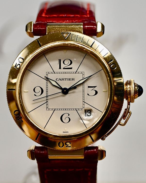 1990 Cartier Pasha De Cartier 38MM White Dial Leather Strap (820907)