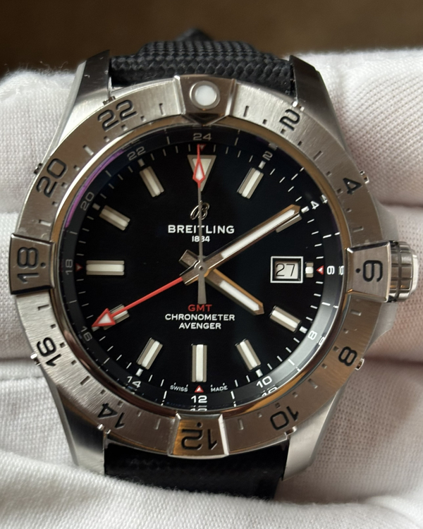 Breitling Avenger GMT 44MM Black Dial Leather Strap (A32320101B1X1)