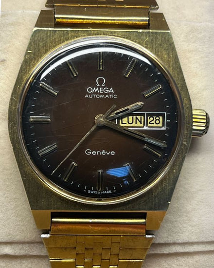 1974 Omega Geneve Vintage Day-Date 35MM Chocolate Dial Steel Bracelet (166.0118)