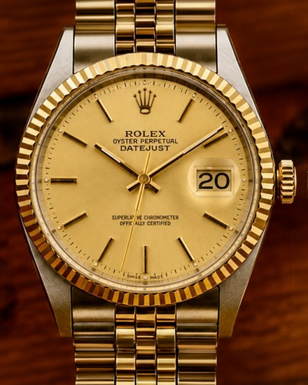 No Reserve - 1987 Rolex Datejust 36MM Champagne Dial Aftermarket Two-Tone Jubilee Bracelet (16013)
