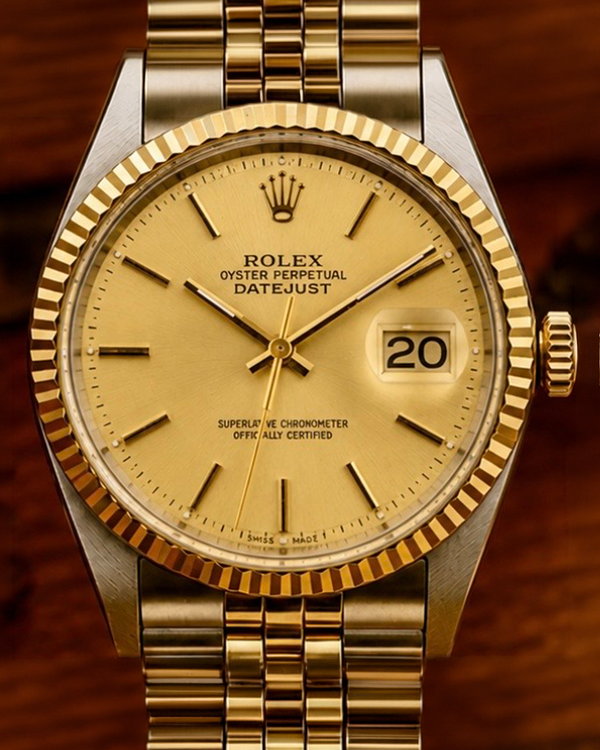 No Reserve - 1987 Rolex Datejust 36MM Champagne Dial Aftermarket Two-Tone Jubilee Bracelet (16013)