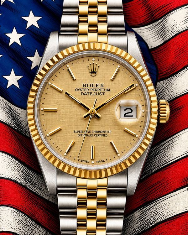 No Reserve - 1987 Rolex Datejust 36MM Champagne Linen Dial Aftermarket Two-Tone Bracelet (16013)