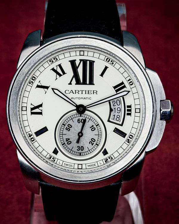 2016 Cartier Calibre de Cartier 42MM White Roman Dial Leather Strap (W7100037)