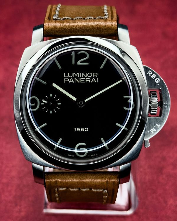 2003 Panerai Luminor 1950 "Fiddy" S.E. 47MM Black Dial Aftermarket Leather Strap (PAM00127)