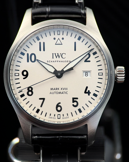2019 IWC Schaffhausen Pilot Mark XVIII 40MM White Dial Leather Strap (IW327012)