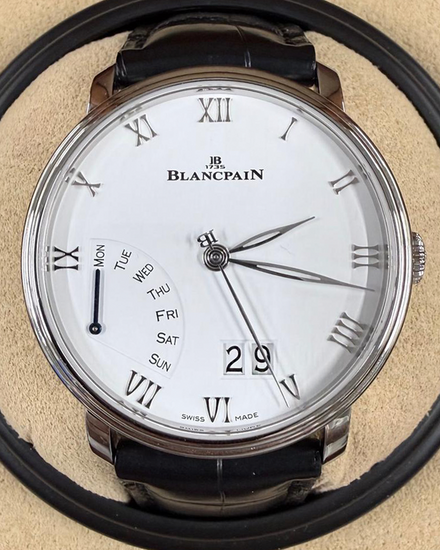 2020 Blancpain Villeret Grande Date Jour Rétrograde 40.5MM White Dial Leather Strap (6668-1127-55B)