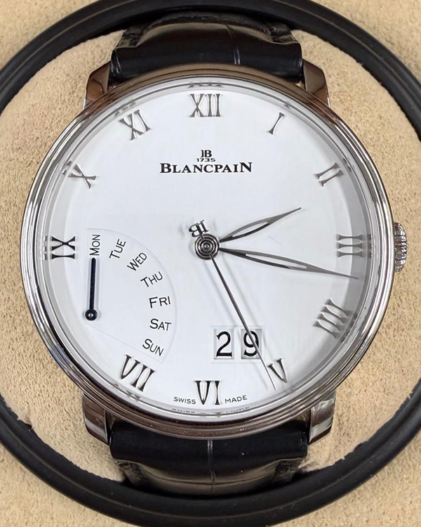 2020 Blancpain Villeret Grande Date Jour Rétrograde 40.5MM White Dial Leather Strap (6668-1127-55B)