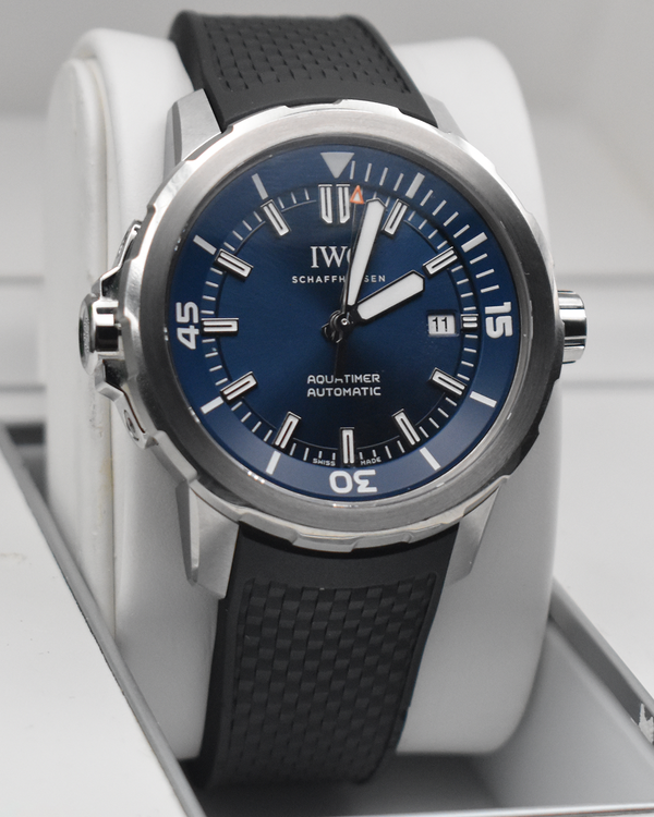 No Reserve - 2019 IWC Schaffhausen Aquatimer “Expedition Jacques-Yves Cousteau” 42MM Blue Dial Rubber Strap (IW329005)