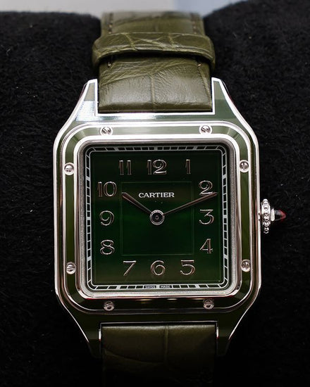 2025 Cartier Santos Dumont L.E. 31.4MM Green Dial Leather Strap (WGSA0096)
