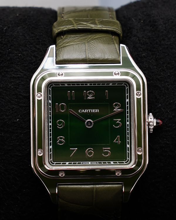 2025 Cartier Santos Dumont L.E. 31.4MM Green Dial Leather Strap (WGSA0096)